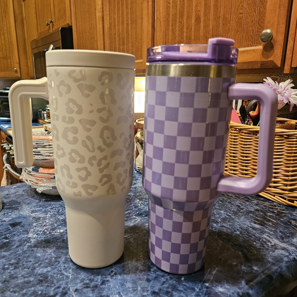 Bundle of 2 Purple Checkered and Leopard Print Tumblers